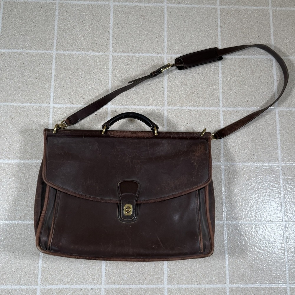 Vintage Coach Beekman Leather Briefcase Messenger Shoulder Bag Brown No B8C-5266